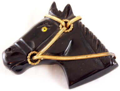 BP145 black bakelite profile horse head pin